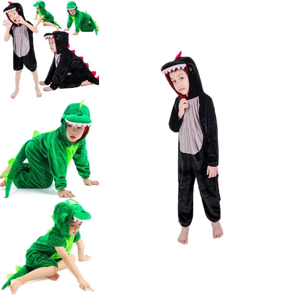 Adorable Halloween Childs Dinosaur Costume Crocodile Jumpsuit For Fancy Dress Parties