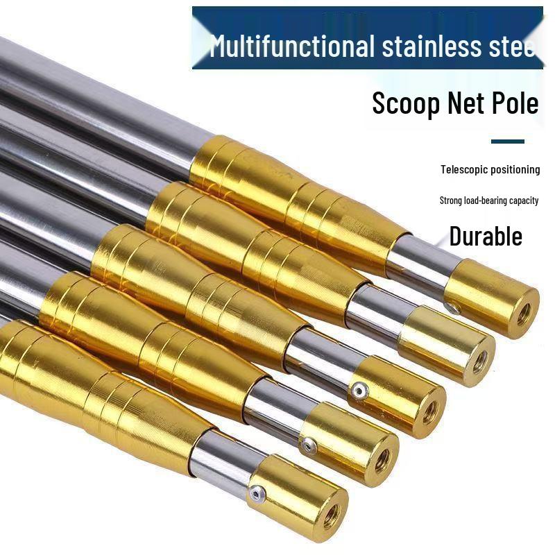 Multi-functional Telescopic Stainless Steel Pole: Landing Net, Scythe Handle, Adjustable Fruit Picker