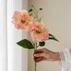 2 Cabezas Flores Artificiales de Peonías Ramas de Peonía Falsas de Seda con Tallo para Ramo de Novia DIY Centros de Mesa de Boda Arreglos Florales