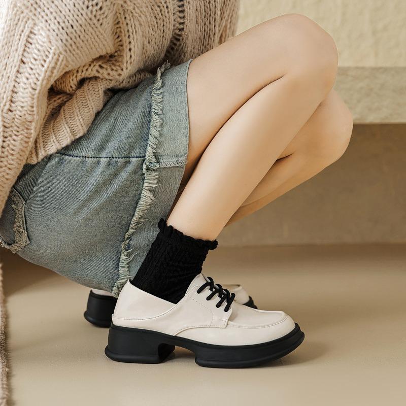 Small Leather Shoes with Thick Soles for Women with Soft Soles