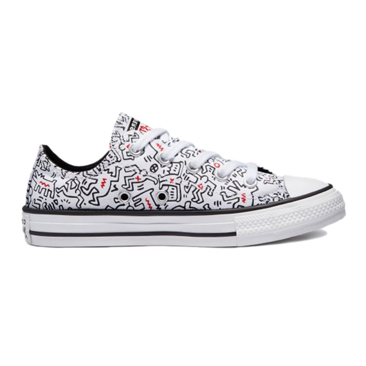 Converse Keith Haring X  Chuck Taylor All Star Low Top Kids Canvas Shoes Kids Sneaker White Black 371861C