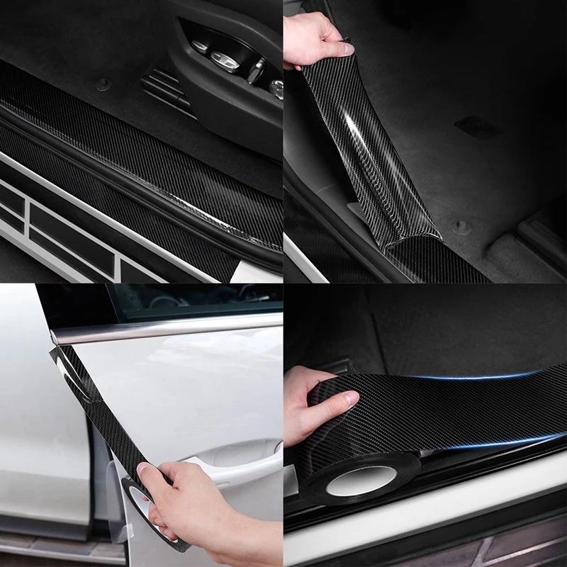 5D Carbon Fiber Car Sticker DIY Paste Protector Strip Auto Door Sill Side Mirror Anti Scratch Tape Waterproof Protect Film