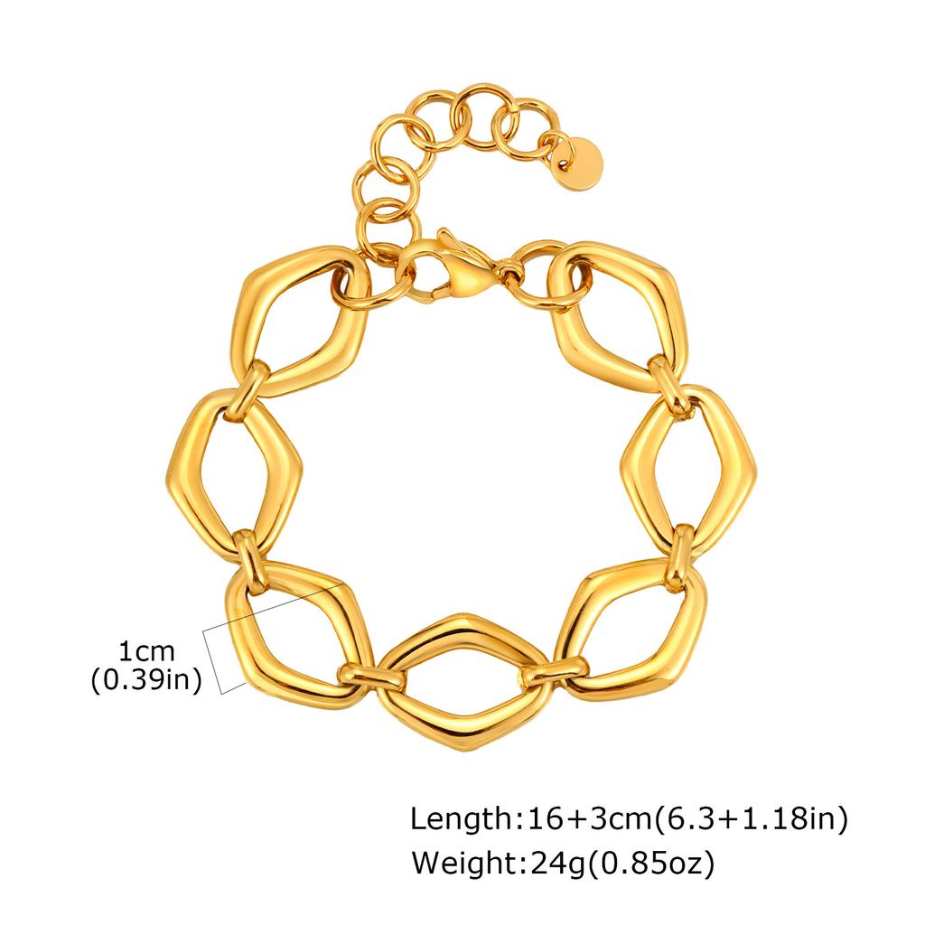 Chunky Stainless Steel Link Chain Bracelet For Woman, Gold Plated Layering Bracelets Wristband Waterproof Jewelry
