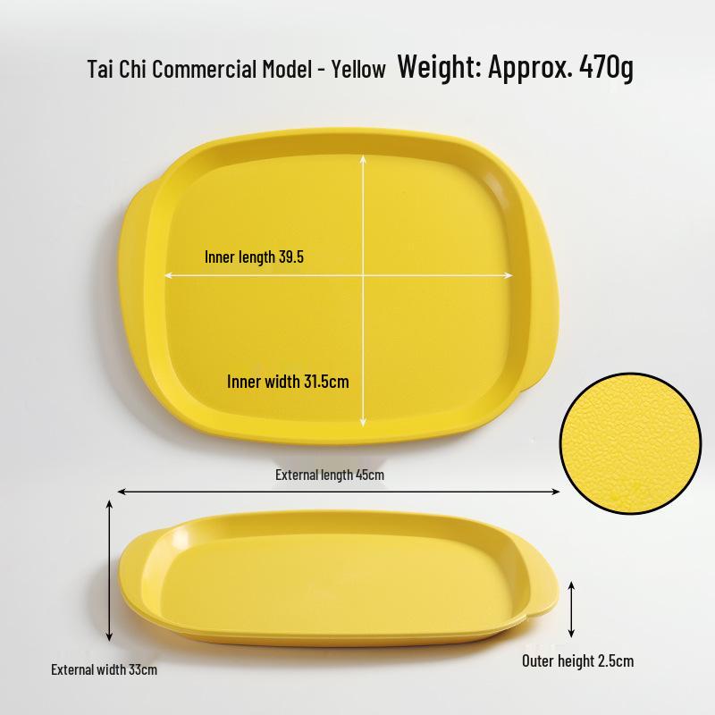 Thickened Rectangular Double-Handled Anti-Slip Tray for Fast Food and Canteen Use