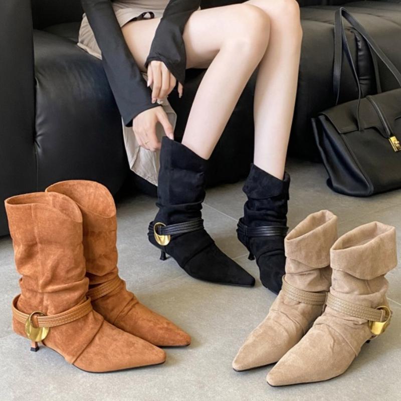 Fashion Autumn Fashion Low Heel Ankle Boot Women Slip On Pointed Toe Shoes Mordern Short Booties Zapatos De Mujer