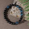 Natural Stone Blue Hematite Round Bracelet Men Fashion Jewelry Unisex Handmade Stretch Beaded Bracelet Attracting Money accessories