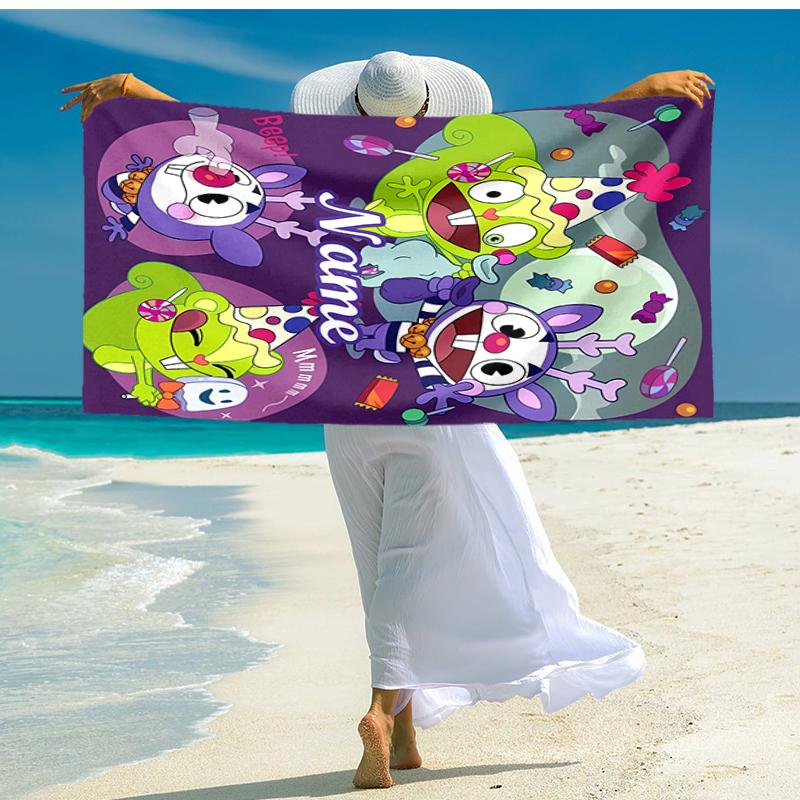 Personalized customized proof beach towel with Happy Tree Friends pattern - soft, absorbent,quick-drying,perfect swimming,camping&bathing