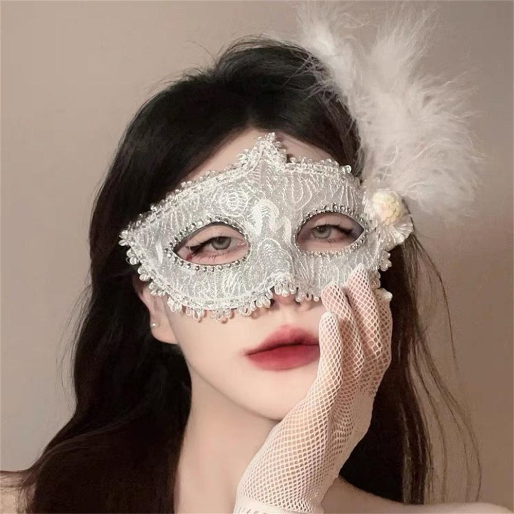 Sexy Masquerade Mask Feather Lace Decoration Cosplay Party Princess Ball Mardi Gras Half Mask Dress Decoration Charming Sexy