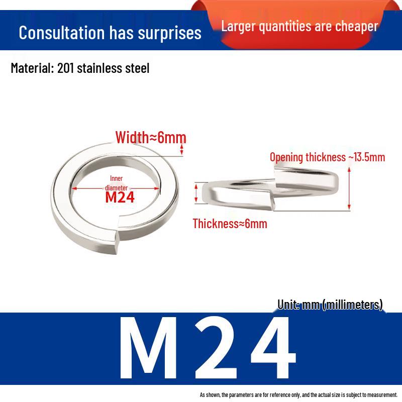 304 Stainless Steel Split Spring Washer Spacer Ring (M3, M5, M6, M8)