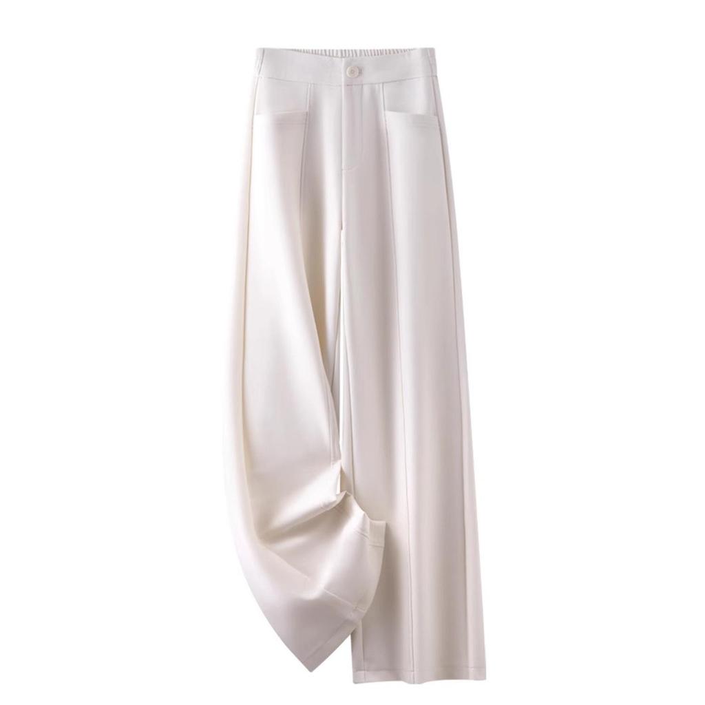 Women's Purple Elastic High Waist Wide-Leg Pants - Autumn 2025 Slimming, Casual, Loose, Drapey Style.