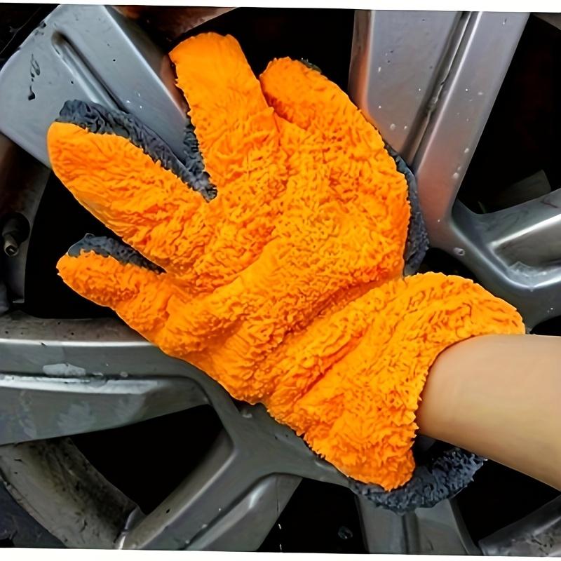 1 piece of coral fleece car wash gloves - scratch-free microfiber, reusable
