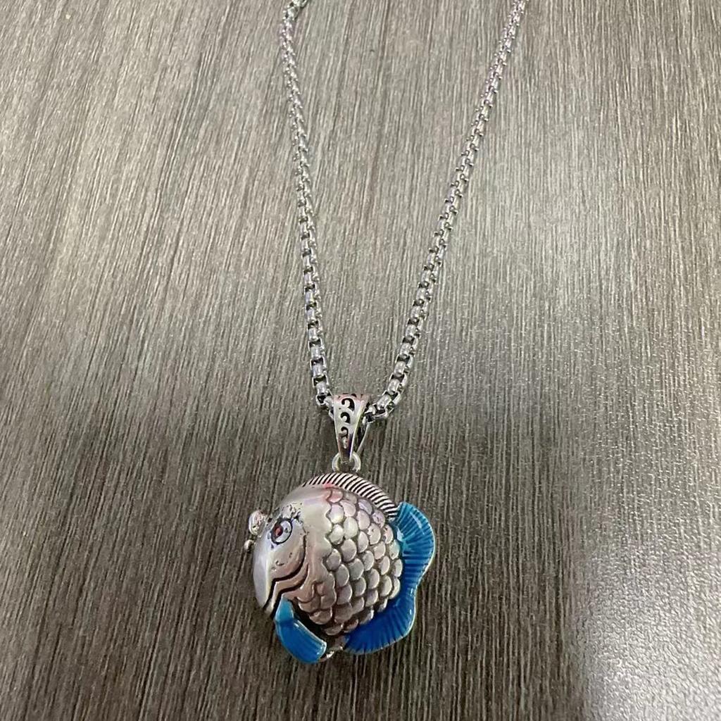 Personalized, Fashionable and Simple Pendant, The Other Side Flower Retro and Old Craftsmanship, Exquisite Little Fat Fish, Cute Matching Accessories