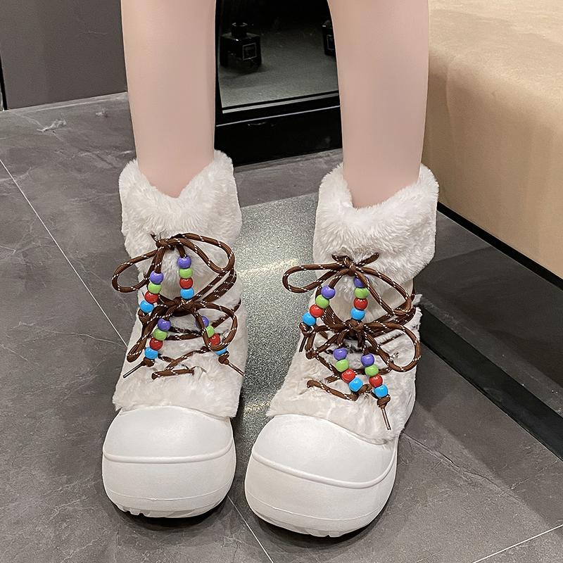 Fashion Snow boots, marlac boots, short hair long leg snow boots, winter style trendy thick-soled boots