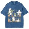 Cartoon Cute Ghost Print Women's T-Shirt Loose Wash Fashion Short Sleeve Summer Comfortable Cute Funny Style Top