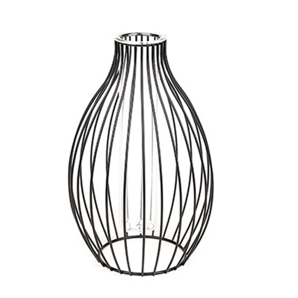 Nordic Ins Home Decoration Iron Geometric Glass Plant Flower Vase Decoration Desktop Dried Flower Decorative Vase