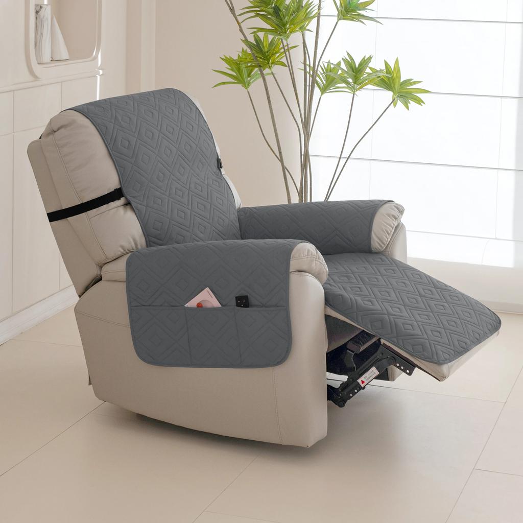 Quilted Recliner Sofa Cover Water Repellent Reclining Chair Covers Pet Kid Dogs Mat Armchairs Slipcovers with Elastic Strap