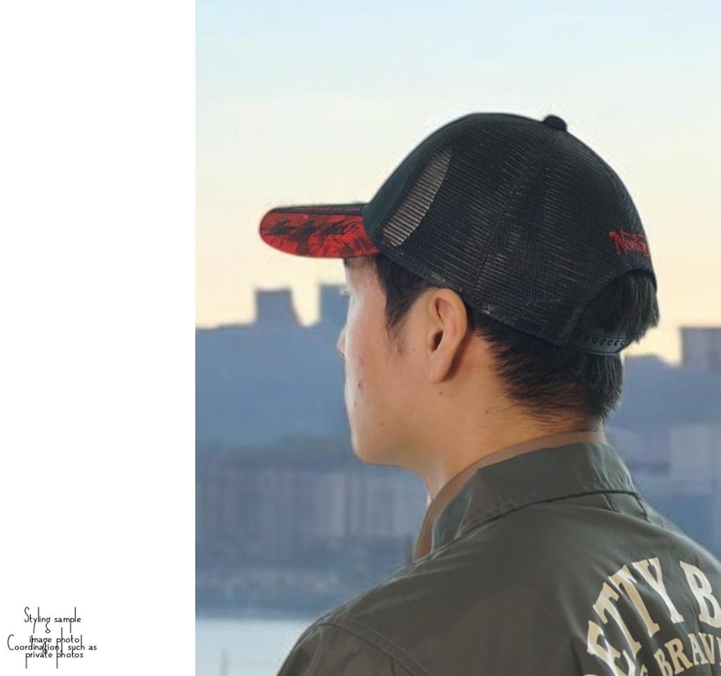 Norton Camo Twill Mesh Cap with Embroidered Logo Free Men's (251n8701) (JP, Alphabet, Size, Black)