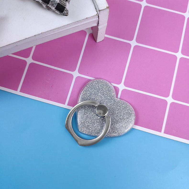 Hebilla de anillo de dedo rosa brillante con amor adhesivo, anticaída y antipérdida, hebilla de soporte universal para teléfono perezoso, pulsera de lentejuelas para hombre y mujer