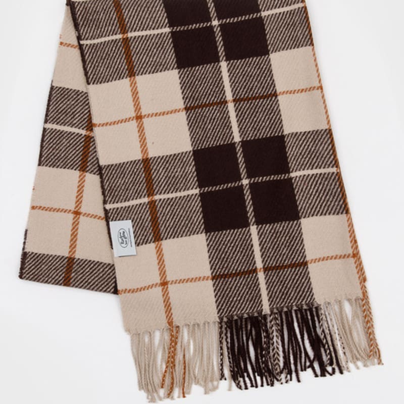 

RECLOW OMBRE Two-tone Check Muffler BEIGE FREE