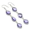 Natural Amethyst Gemstone 925 Sterling Silver Jewelry Earring 3.15" AEE-11283