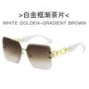 Square Frameless Sunglasses Chain Glasses Leg Glasses Fashionable Sunglasses Women'S Uv Resistant Sunshade Glasses