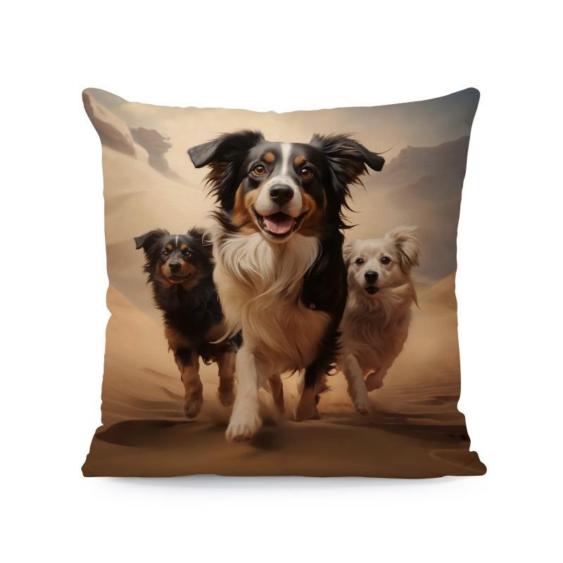 Cute Animals Print Pillowcase: 2D Flat Printing, Non-real Embroidery, Night Sofa  Night Sofa Cushion