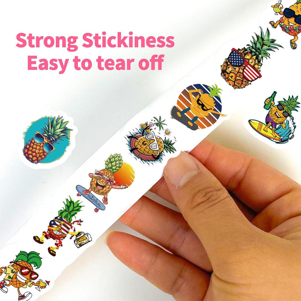 500PCS Beach Pineapple Roll Stickers Notebook Laptop Luggage PVC Refrigerator Word for School Stationery Funny Creative Stickers
