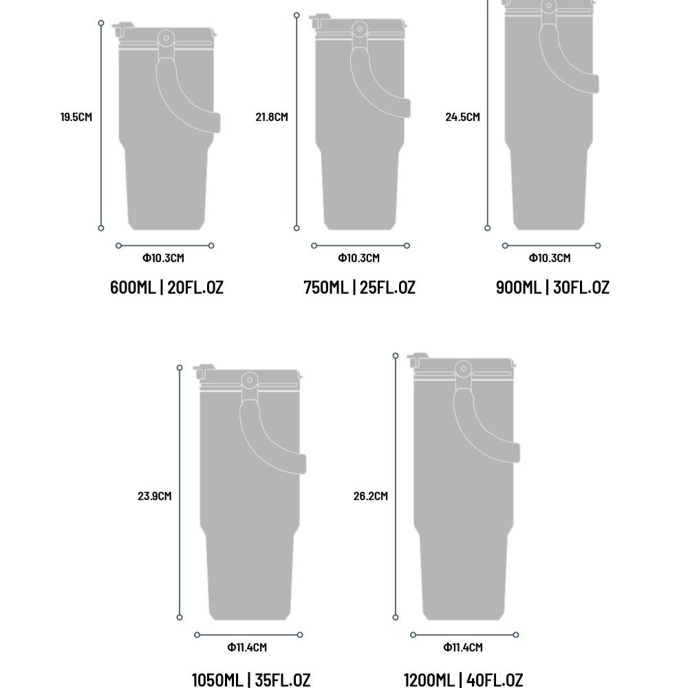 Tyeso 900ML Vacuum Flasks Handle Vacuum Cup Dual-Drink Coffee Mug Stainless Steel Ice Cup Car Bottle Hot Cold Retention