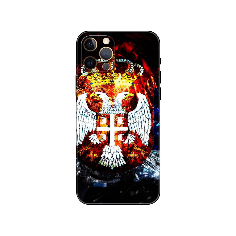 Serbia Flag Phone Case for Iphone 14 Se 6 6s 7 8 Plus X 10 XR XS 11 12 13 Mini Pro MAX Black Tpu Back Cover