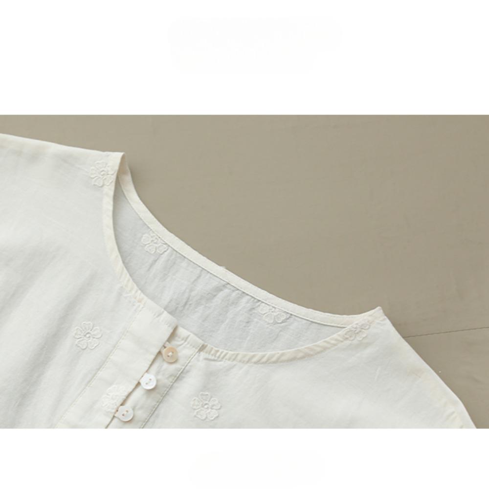 Dimanaf 2025 Women T-shirt Summer Shirt Lace White Blouse Short Sleeve Buttons Fashion Tops Tees Loose White Tees New