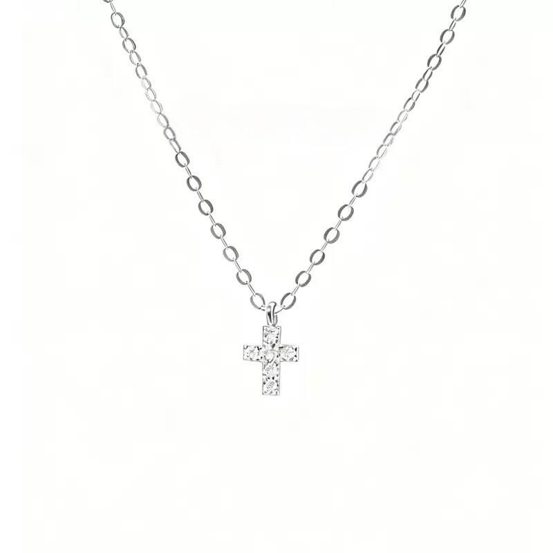 Mini Cross Necklace Women Dainty Versatile Thin Clavicle Chain