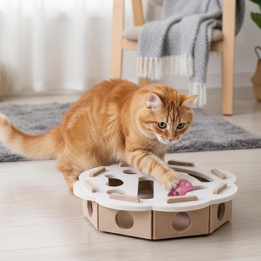 Interactive Cat Puzzle Toy with Bell Ball Cat Exercise Toy Indoor Sports Entertainment Hunting Cat Toys for Cats