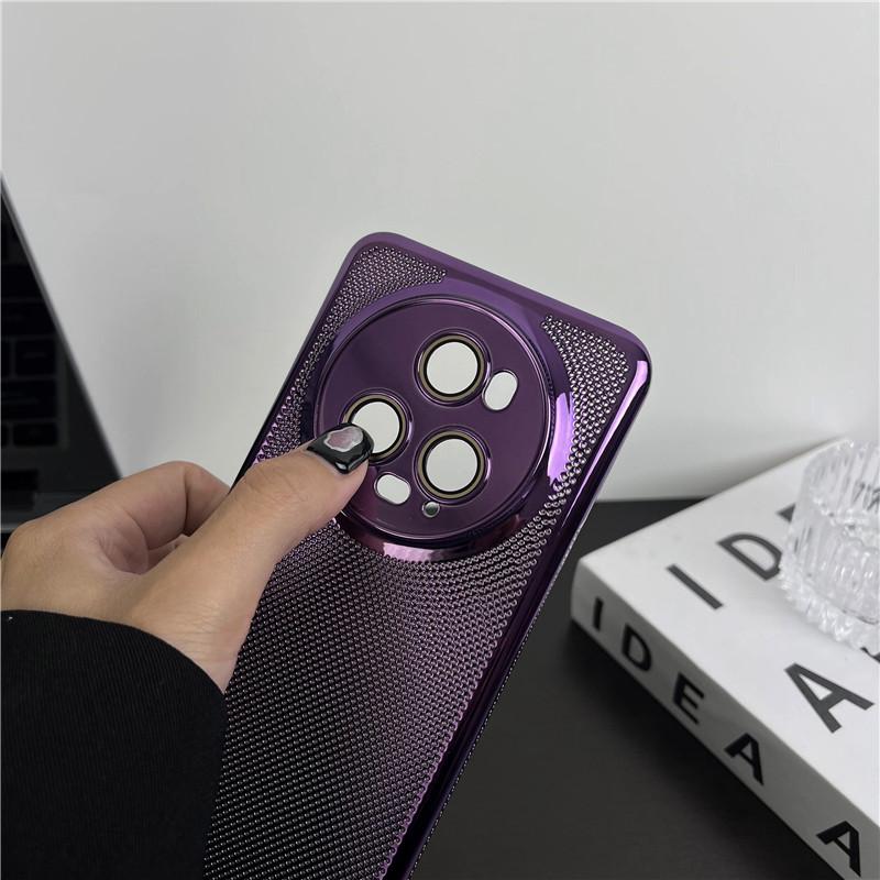 Full Cover Plating Grid Heat Dissipation PC Case With Lens Film For Honor Magic5 Magic 5 Pro Back Shell Protector