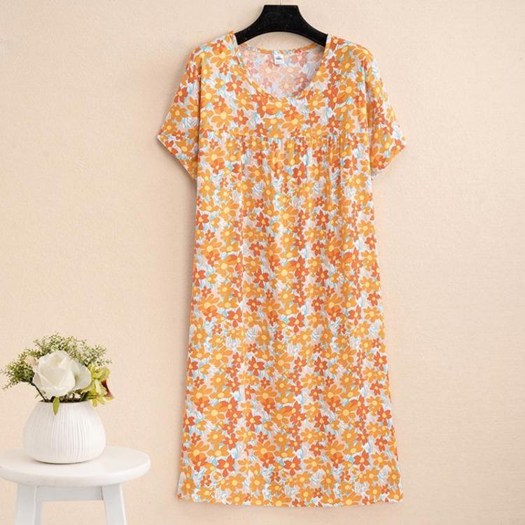 Elegant Summer Loose Long Dresses Women Oversize Short Sleeve Dress