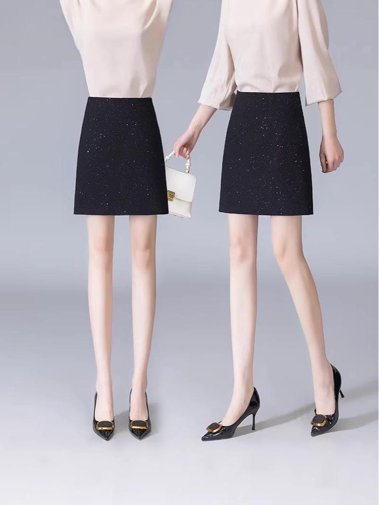 Versatile Sequin High-Waist Petite Skirt - 2025 Autumn/Winter Collection