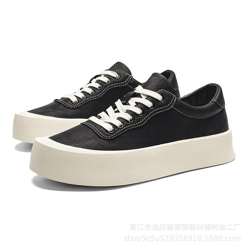 

Мужская обувь модная новая высококачественная водонепроницаемая кожа удобная обувь для скейтборда мужская низкая ретро на толстой подошве увеличивающая рост повседневная обувь 44 чёрный