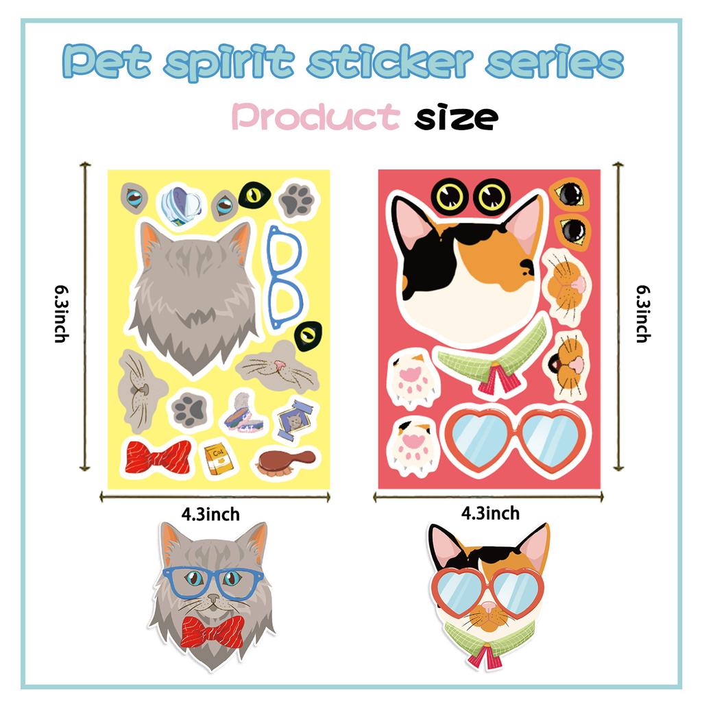 8 Cartoon Cat Avatar Face Change Stickers Waterproof Diary Hand Account Stickers Gu Card Stickers DIY Decoration Stickers