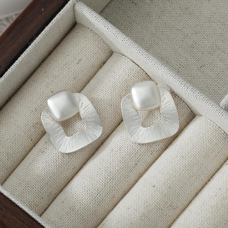 Trendy Geometric Square Stud Earrings for Women - Hip Hop Celebrity Style, High-End Design
