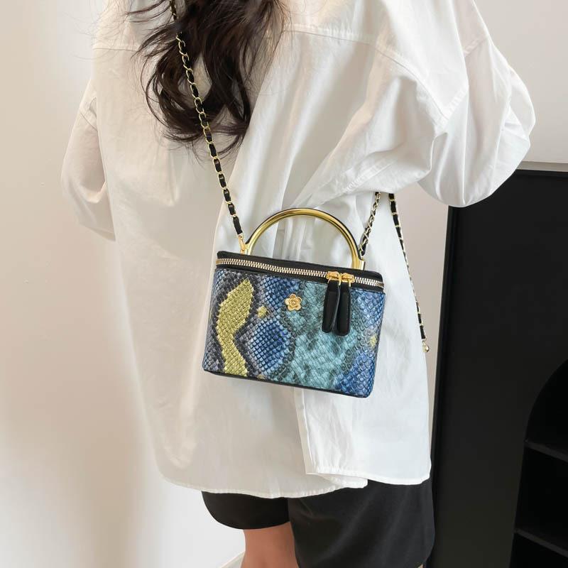 Personalized small bag 2025 new fashion niche snake pattern handbag women's versatile chain messenger box bag tide