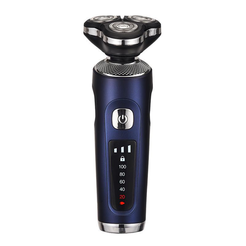 Smart LCD Electric Shaver, Washable Rotary 3-Blade Head, 360° Coverage, USB Charging