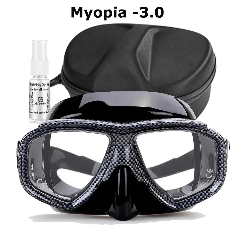 Myopie-Tauchmaske, gehärtete Glaslinsen, Camouflage mit Antibeschlag-Spray für Speerfischausrüstung, Schnorchelhaut