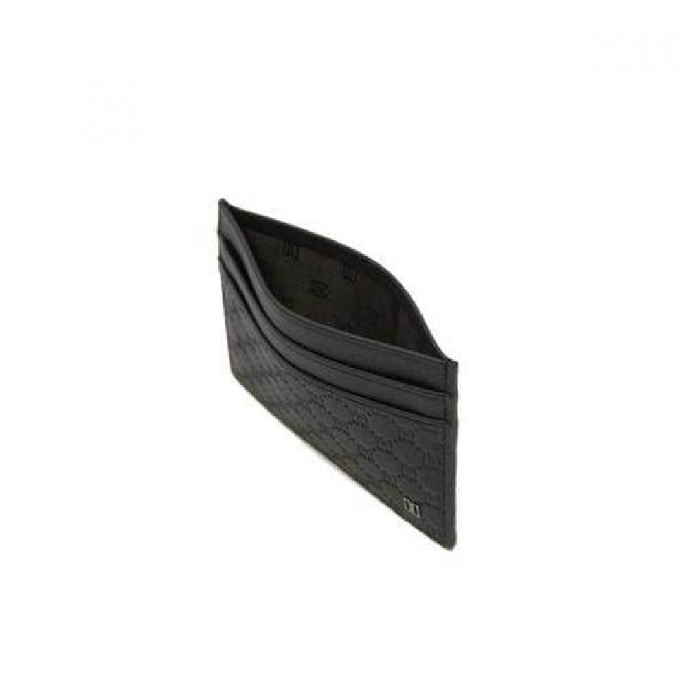 Daks Black Imported Leather Card Holder Louis Embossed Dd Pattern