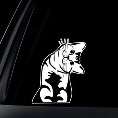Divertente cartone animato modello gatto PET autoadesivo adesivo per auto laptop finestra adesivo da parete