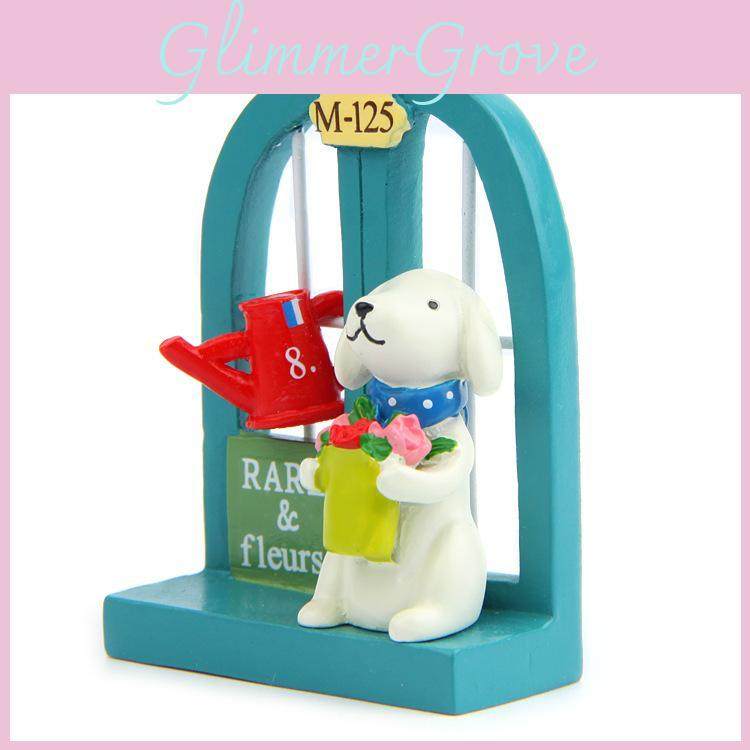 Cute Cartoon Windowsill Flower Puppy Scene Mini Model Ornament For Home And Gift
