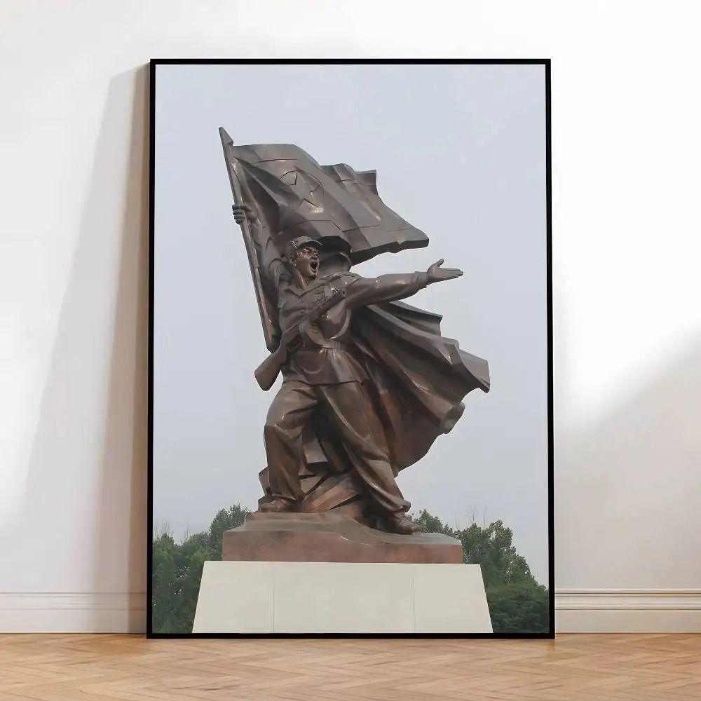 Russian Revolutionary Statues Theme Metal Wall Art for Home Museum Decor