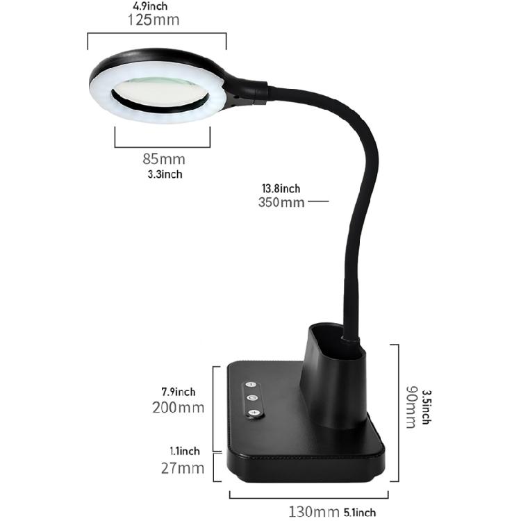 USB Charging 5 Times Zoom Magnifying Tool With Selectable Light Tone For Detailed Work Crafts Reading Elderly Artisans