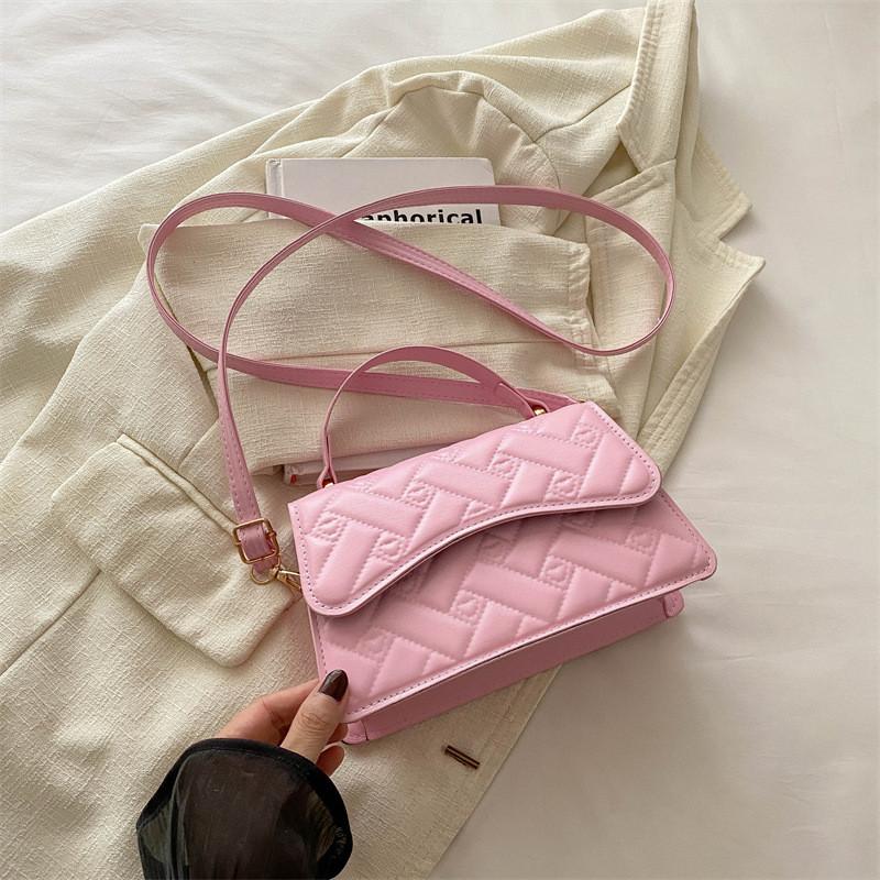 Fashionable Chic Small Square Bag Stylish Handbag Versatile Crossbody Bag In Black Khaki Pink And White