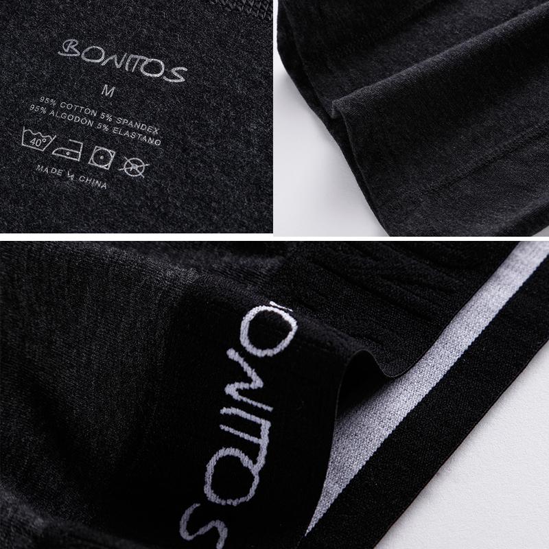 BONITOS 5Pcs Lange männer Höschen Baumwolle Männer Boxer Bequeme Unterwäsche Für Mann Einfarbig Unterhosen