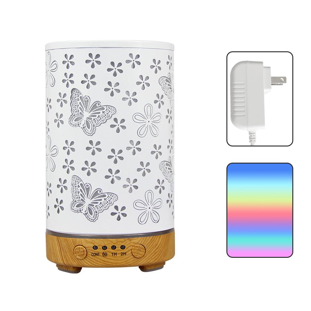 100ml Essential Oil Diffuser Seven-Color Aroma Light Butterfly Ultrasonic Air Humidifier Room Scent Diffuser with Timer Function