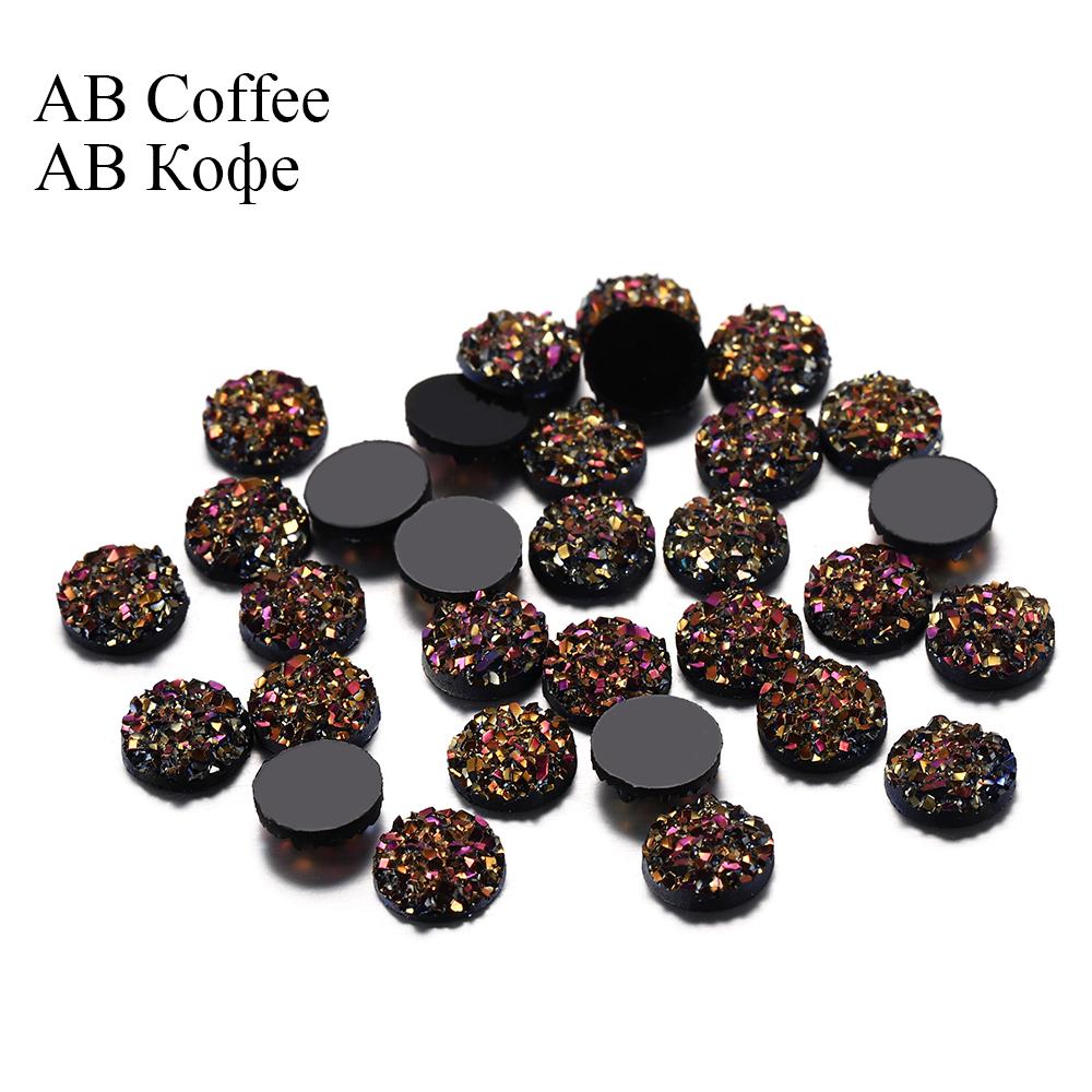 50Pcs/Lot 8mm Mix Colors Natural Ore Style Cabochons Convex Flat Back Resin Half Round Cabochons For DIY Jewelry Making Supplies